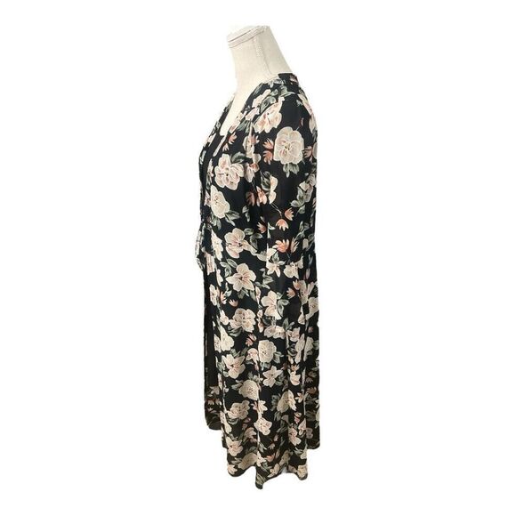 Siren Lily 2 Piece Tank Dress & Cardigan Size L Black Floral Long Bell-Sleeve - Picture 4 of 12